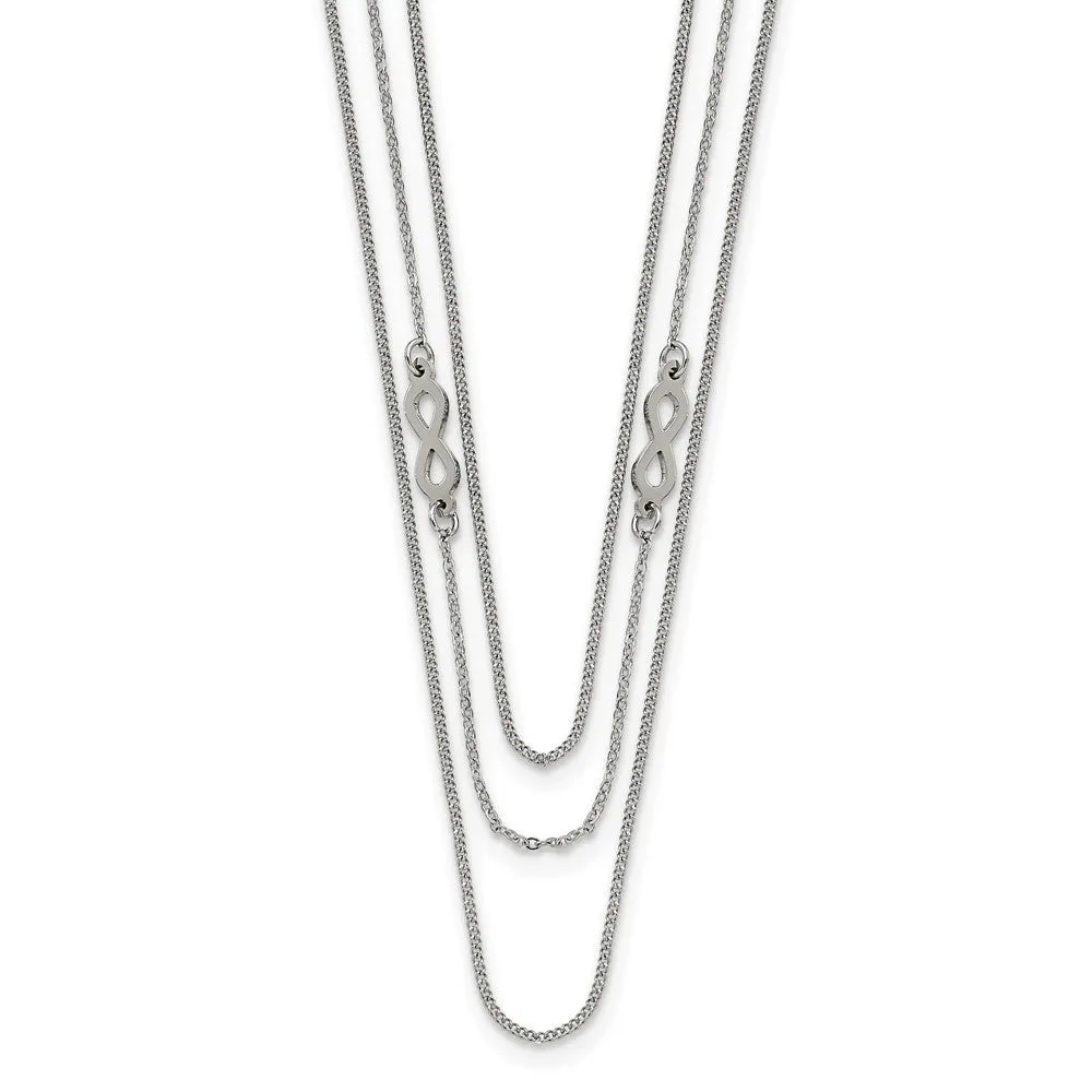 Stainless Steel Polished Infinity Sign 3-Strand 36in Necklace