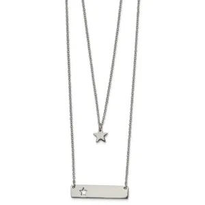 Stainless Steel Polished Star and Bar Multi Strand w/1.5in ext Necklace