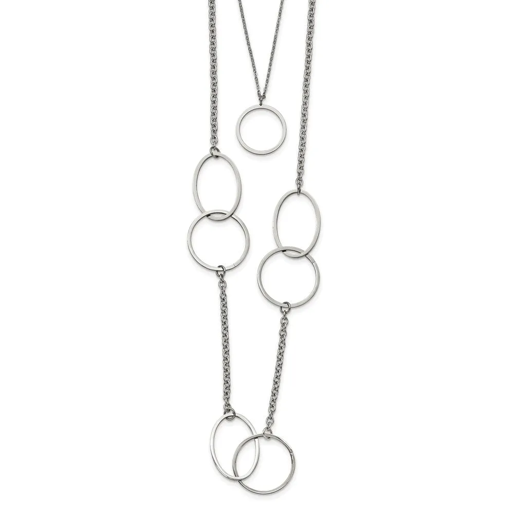 Stainless Steel Polished with Circles 2-Strand 20in Necklace