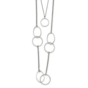 Stainless Steel Polished with Circles 2-Strand 20in Necklace