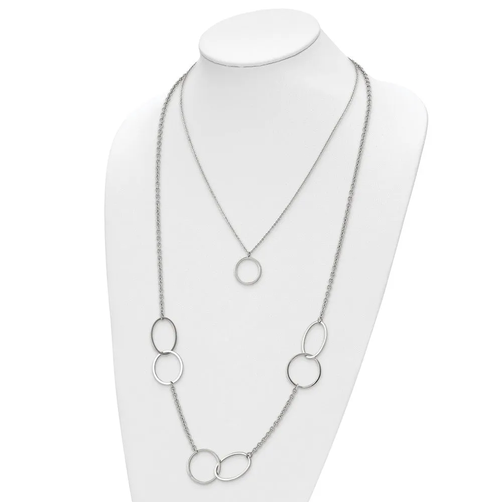 Stainless Steel Polished with Circles 2-Strand 20in Necklace