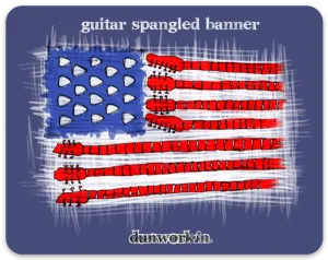 Sticker Guitar Spangled Banner 4" Rectangular