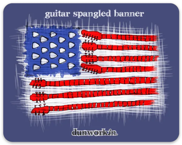 Sticker Guitar Spangled Banner 4" Rectangular