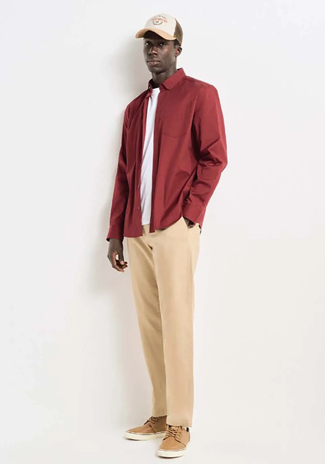 Stretch fabric dress shirt - Red