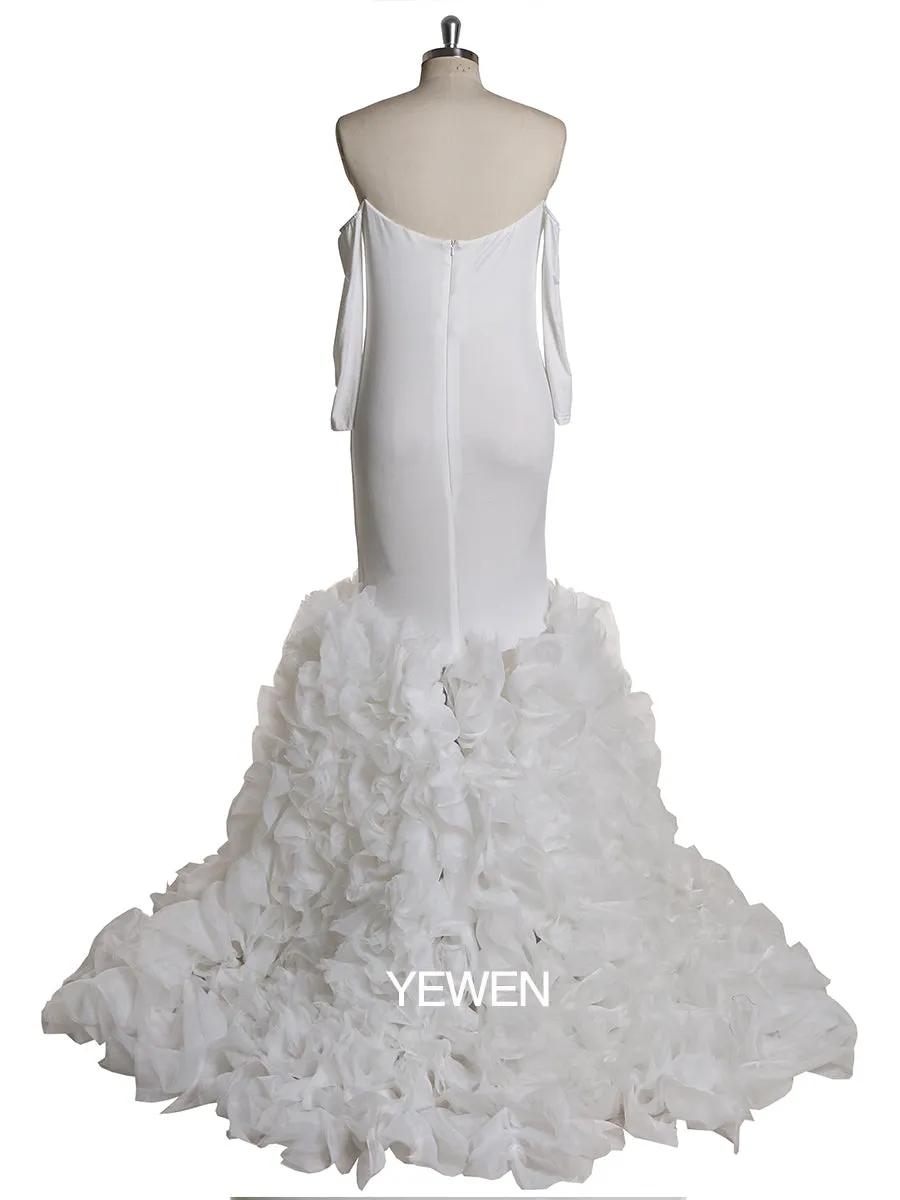 Stretch Fabric Long Sleeves White Color For Pregnant Women Maternity Gown YW230221