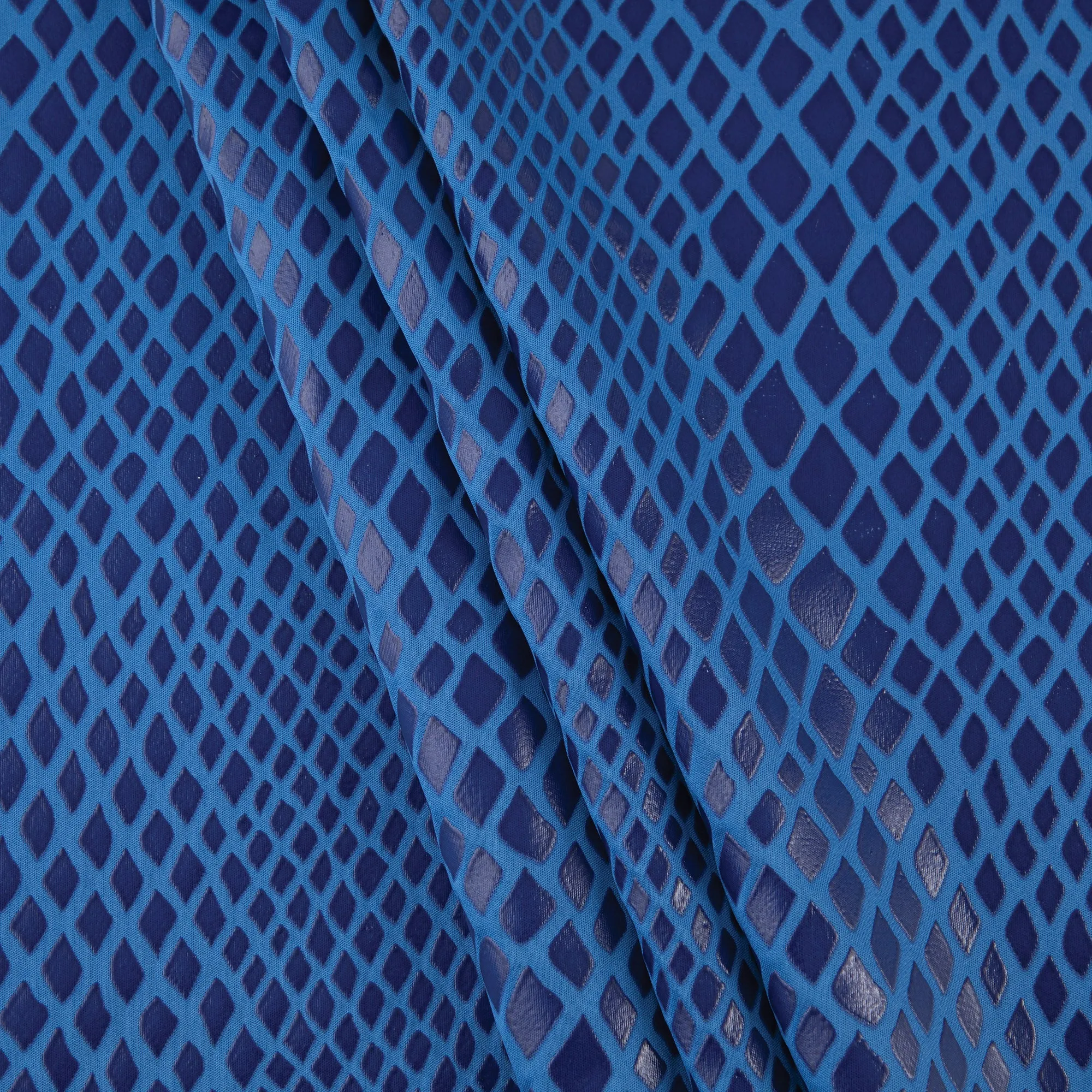 Stretch Fabric, Rubber Python Texture, Blue
