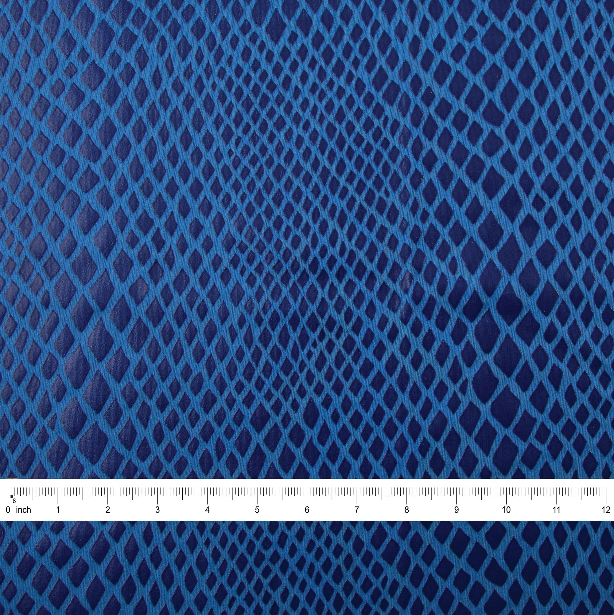 Stretch Fabric, Rubber Python Texture, Blue