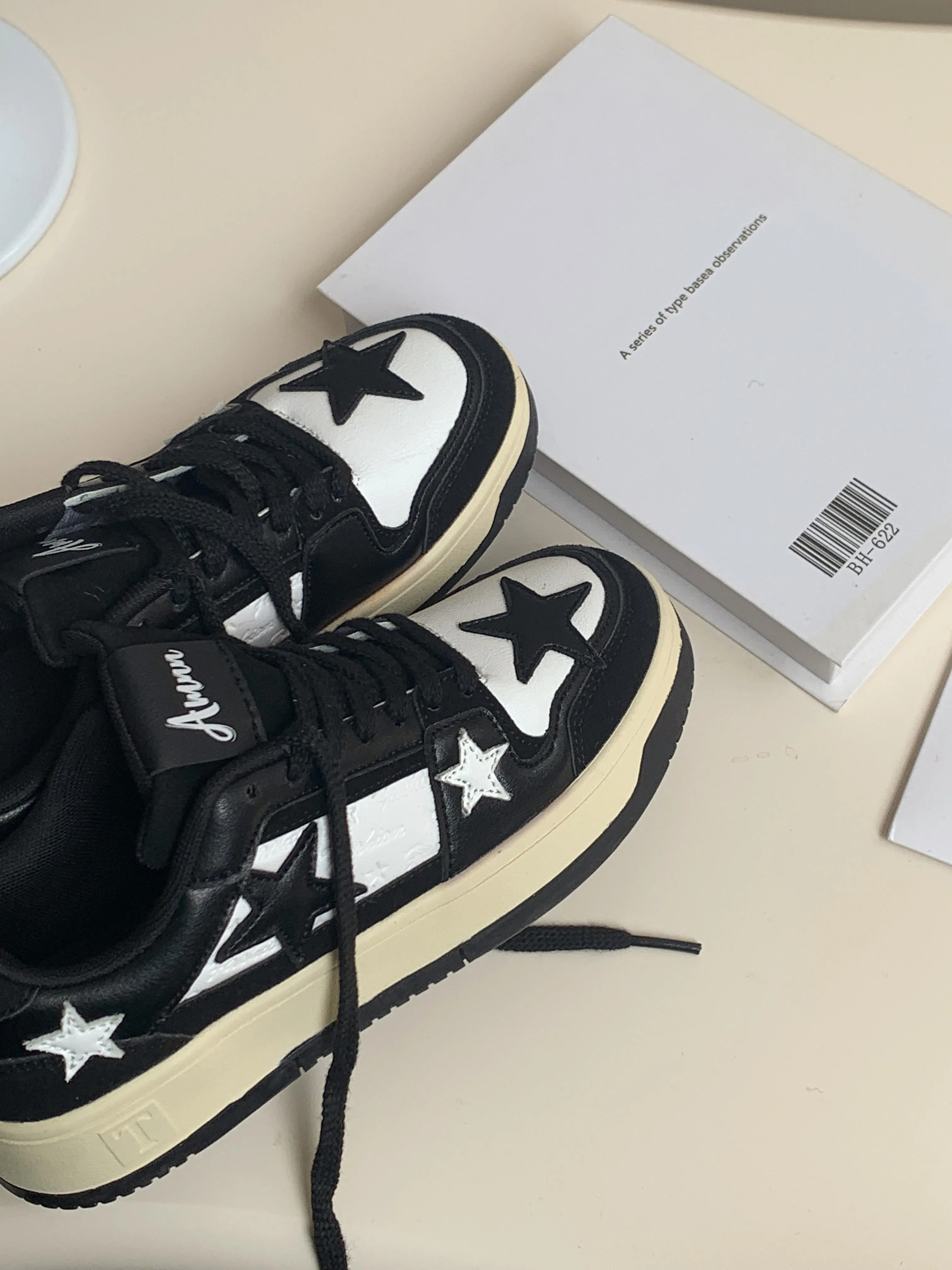 Superstar-100 Denim Blue Star Patchwork Flat Sneakers