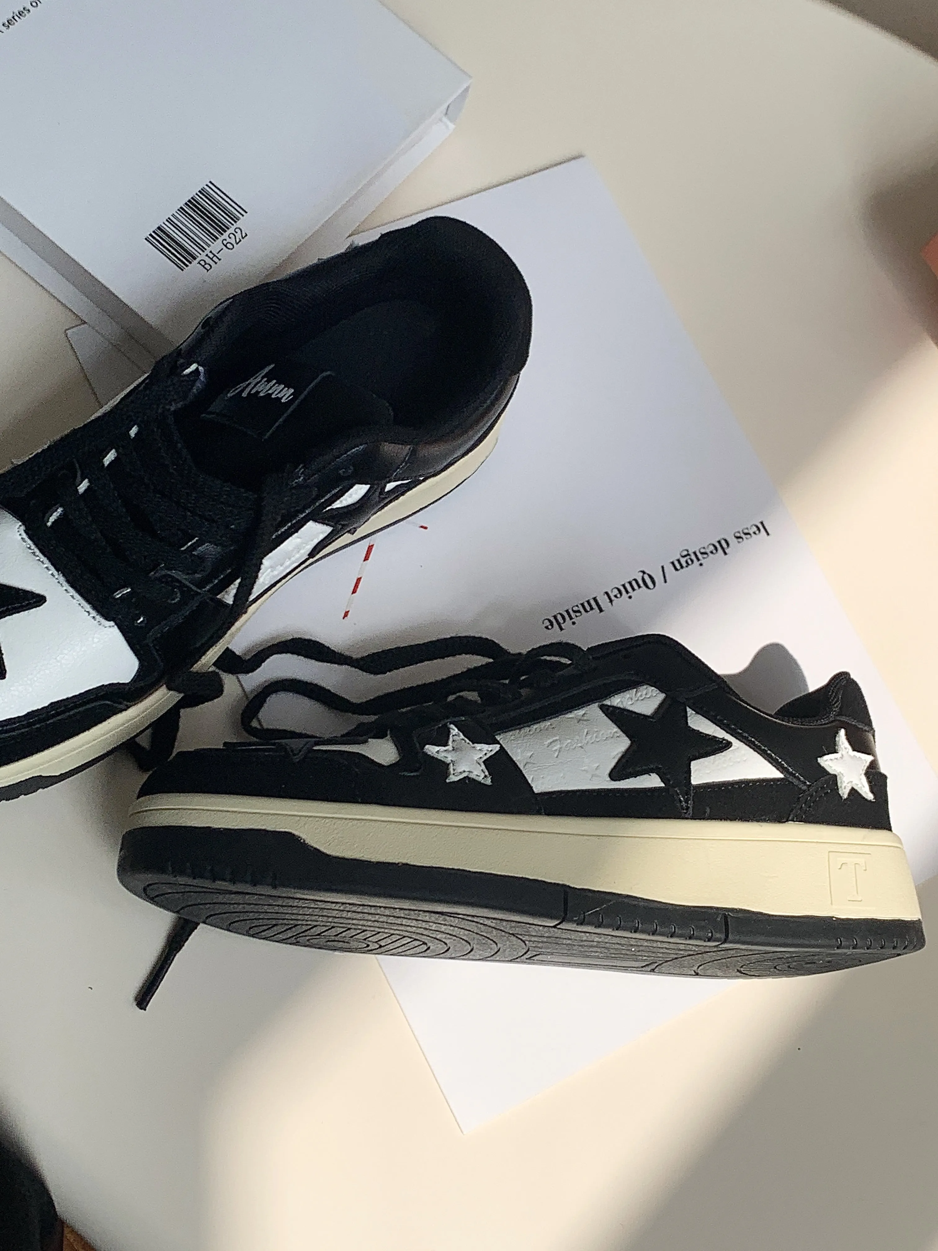 Superstar-100 Denim Blue Star Patchwork Flat Sneakers