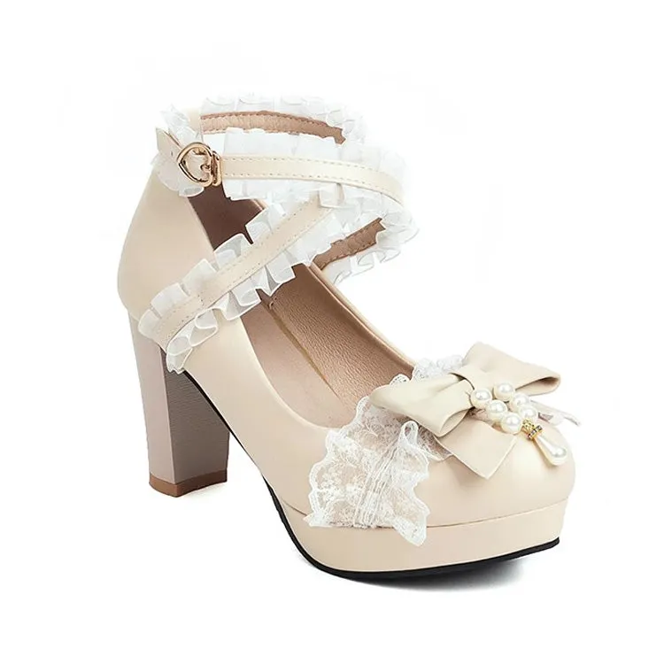 Sweet Lace Bowknot Princess Lolita Shoes 5 Colors