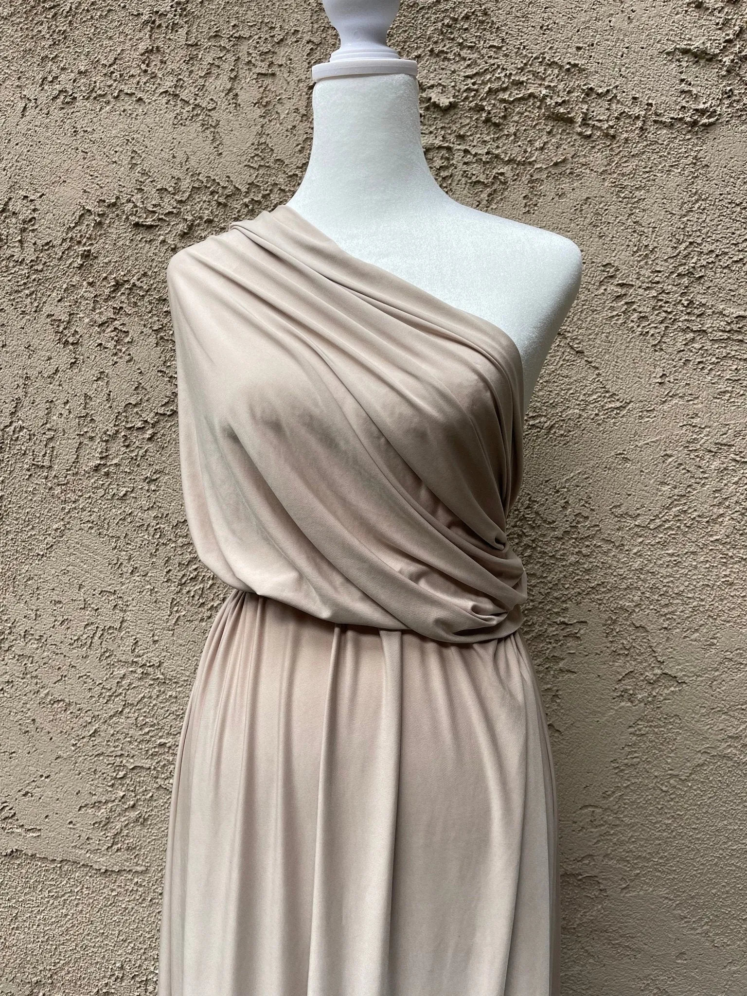 Taupe Venezia Spandex Fabric by Yard, Nude 4 Way Stretch Material for Dress making, Gowns Dance Wear, Swimsuit Fabric Arch Event Decoration