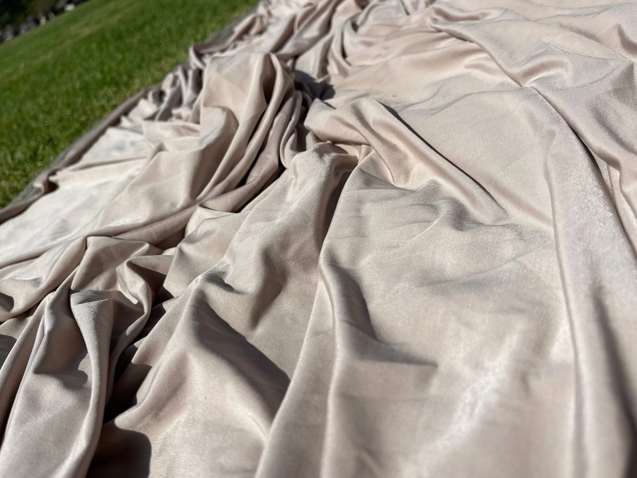 Taupe Venezia Spandex Fabric by Yard, Nude 4 Way Stretch Material for Dress making, Gowns Dance Wear, Swimsuit Fabric Arch Event Decoration