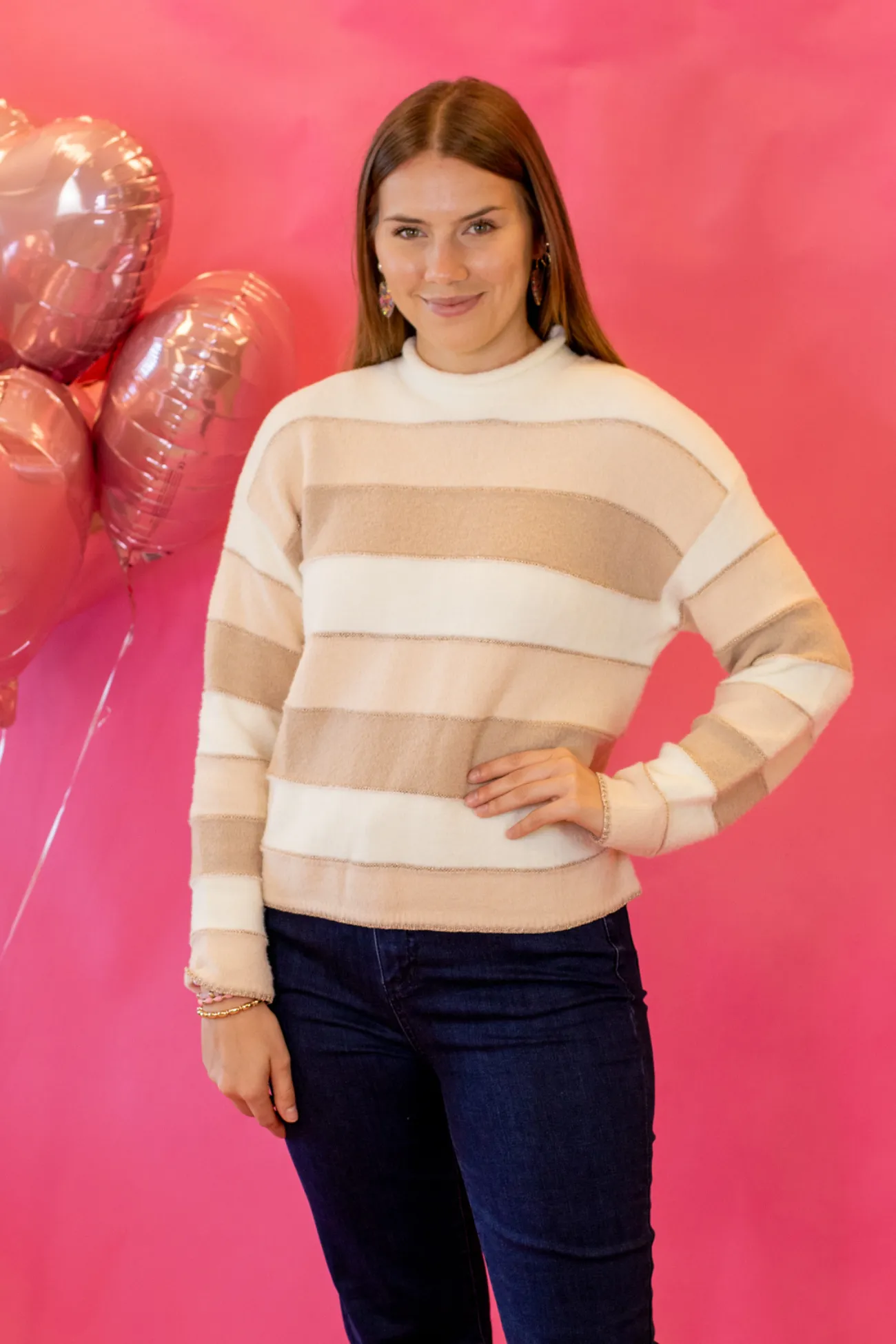 THML You Take My Breath Away Striped Sweater