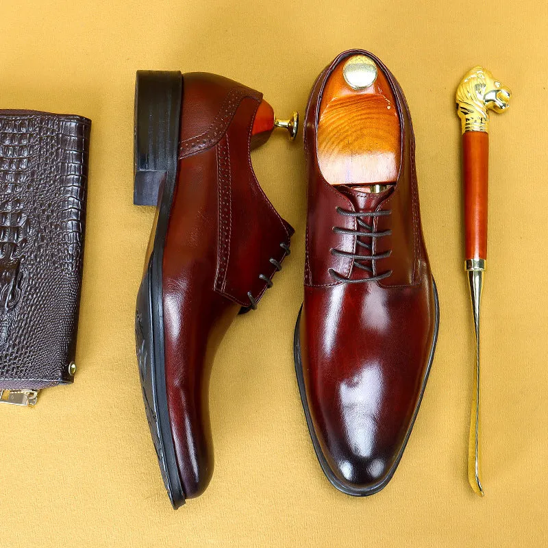 Top Layer Cowhide Men's Leather Shoes British Lace up Men's Business Leather Shoes Top Layer Cowhide Formal Shoes23107