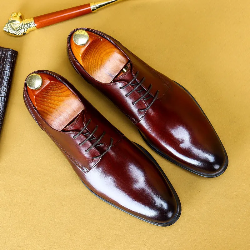 Top Layer Cowhide Men's Leather Shoes British Lace up Men's Business Leather Shoes Top Layer Cowhide Formal Shoes23107