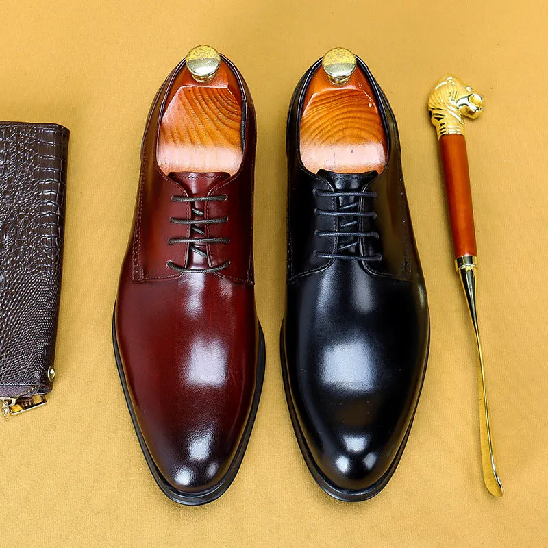Top Layer Cowhide Men's Leather Shoes British Lace up Men's Business Leather Shoes Top Layer Cowhide Formal Shoes23107