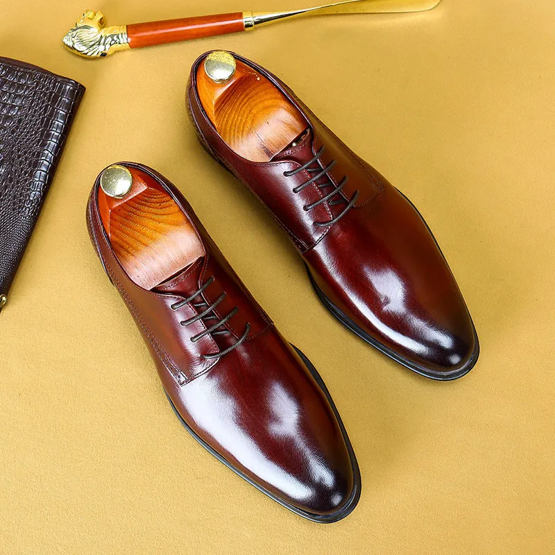 Top Layer Cowhide Men's Leather Shoes British Lace up Men's Business Leather Shoes Top Layer Cowhide Formal Shoes23107