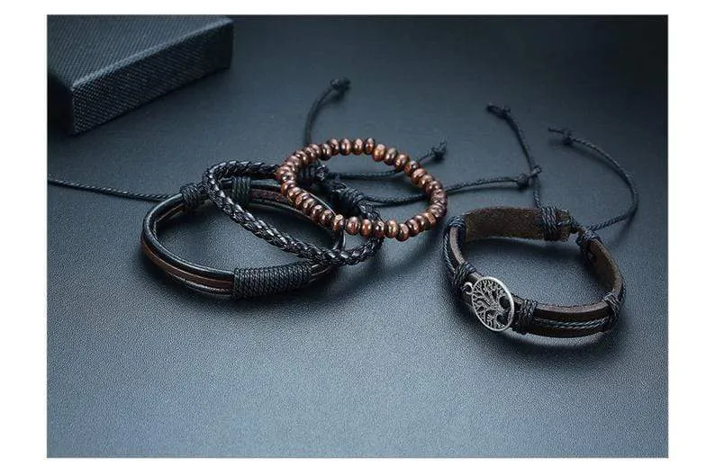 Tree of life multi layer leather bracelet