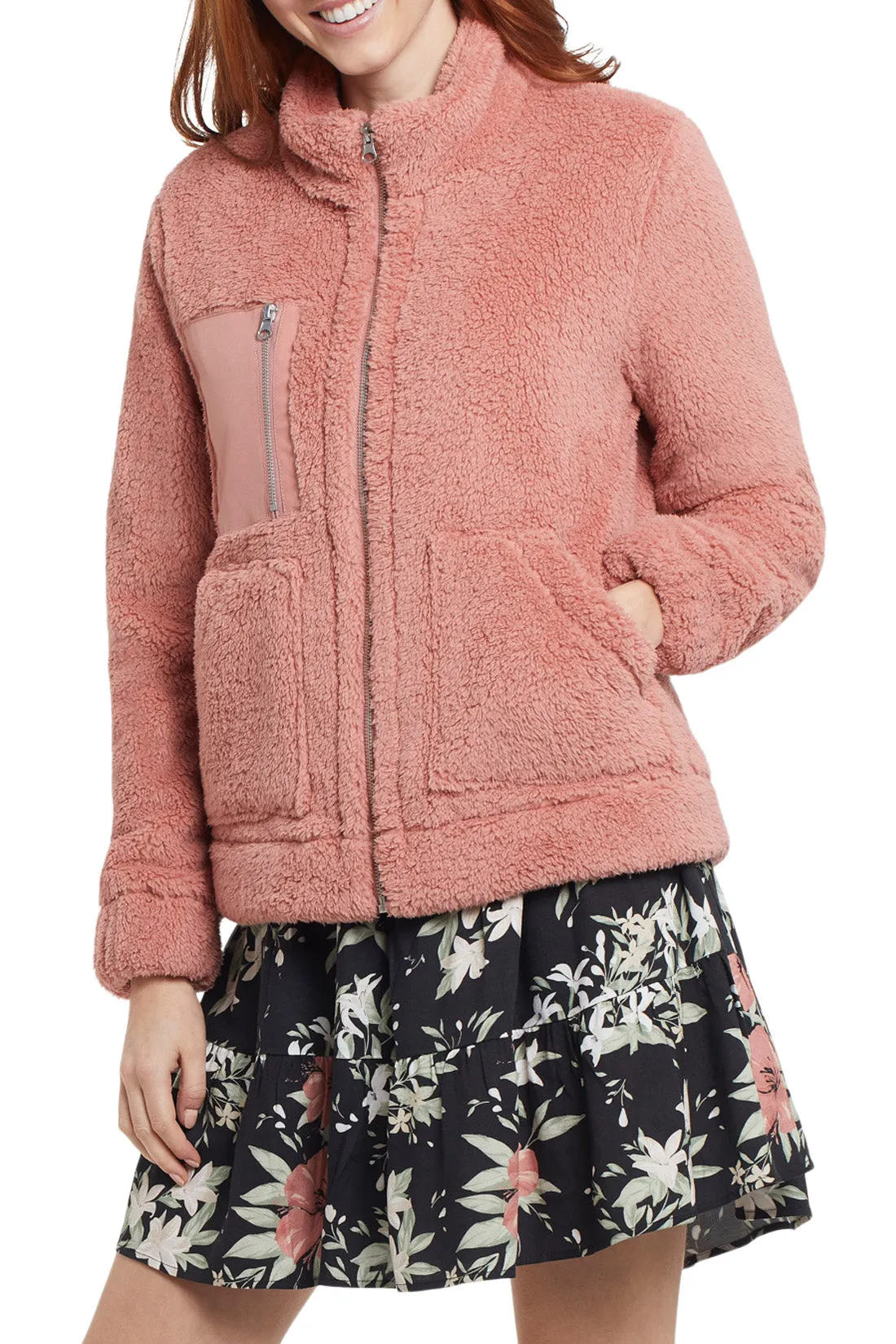 Tribal Mock Neck Zip Up Jacket