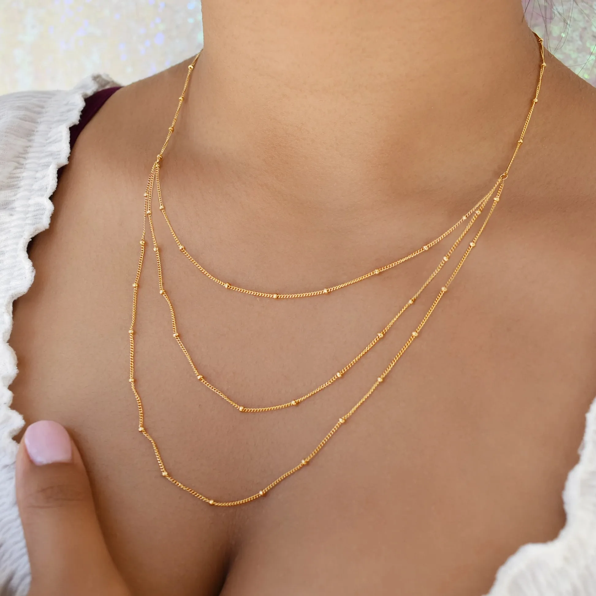 Triple Layer Ball Chain Necklace