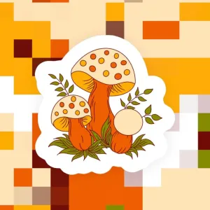Vintage 70s Merry Mushrooms Sticker