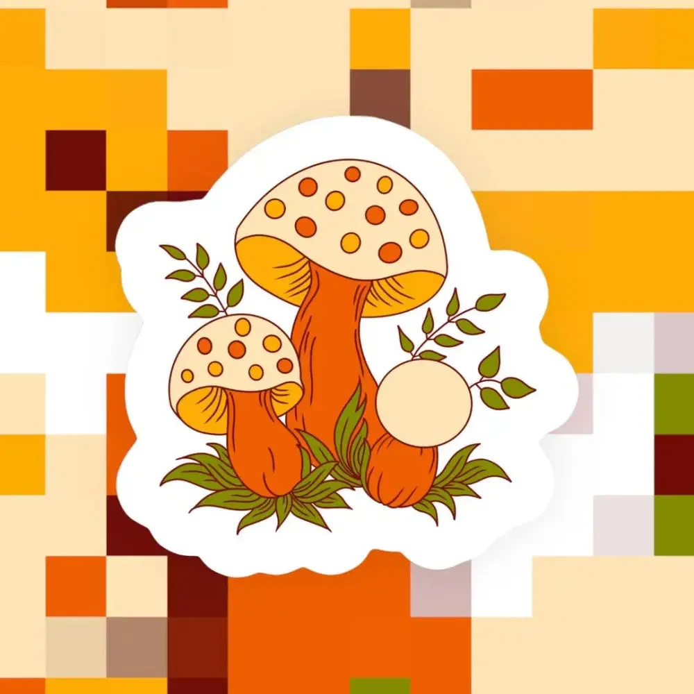 Vintage 70s Merry Mushrooms Sticker