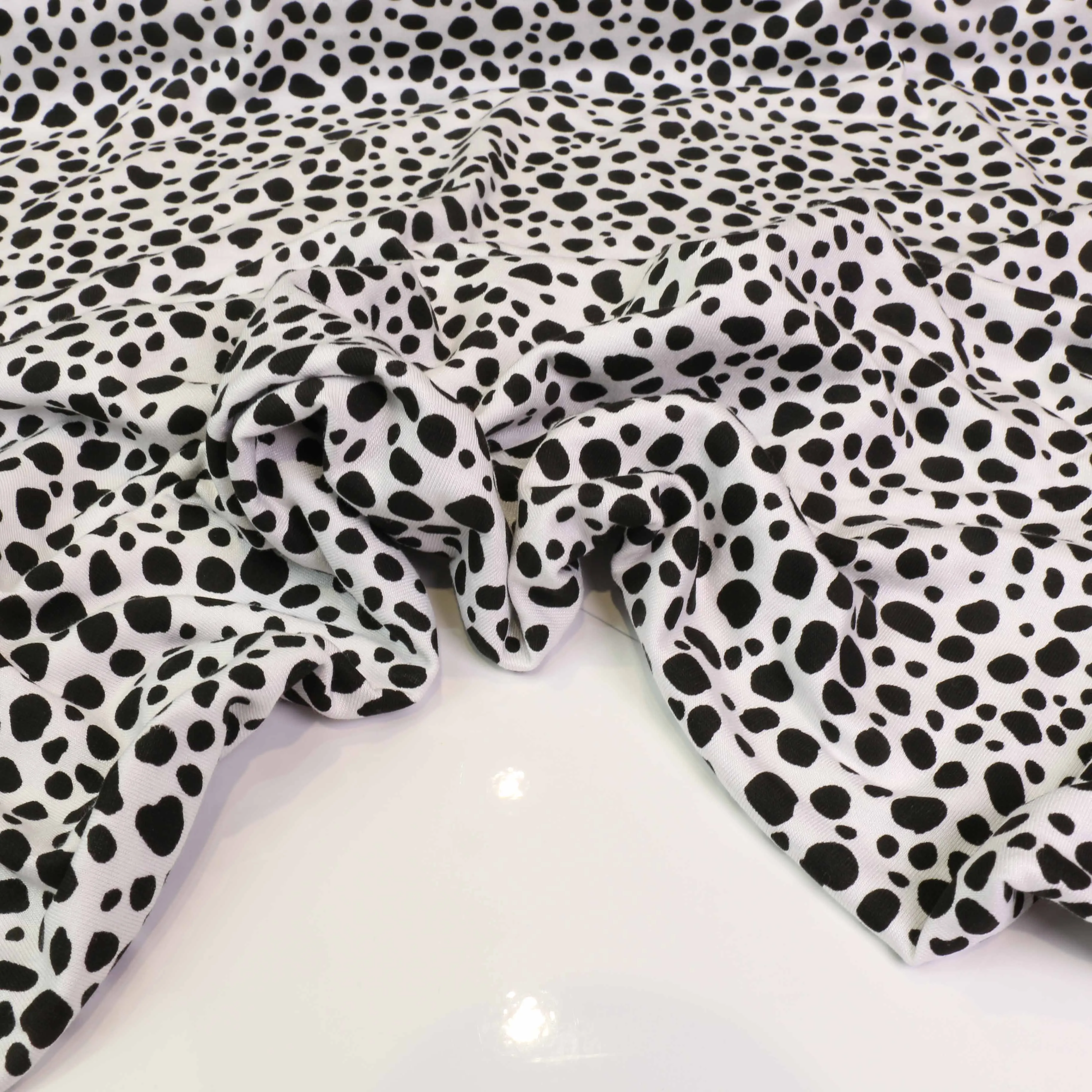 Viscose Jersey Fabric - White, black