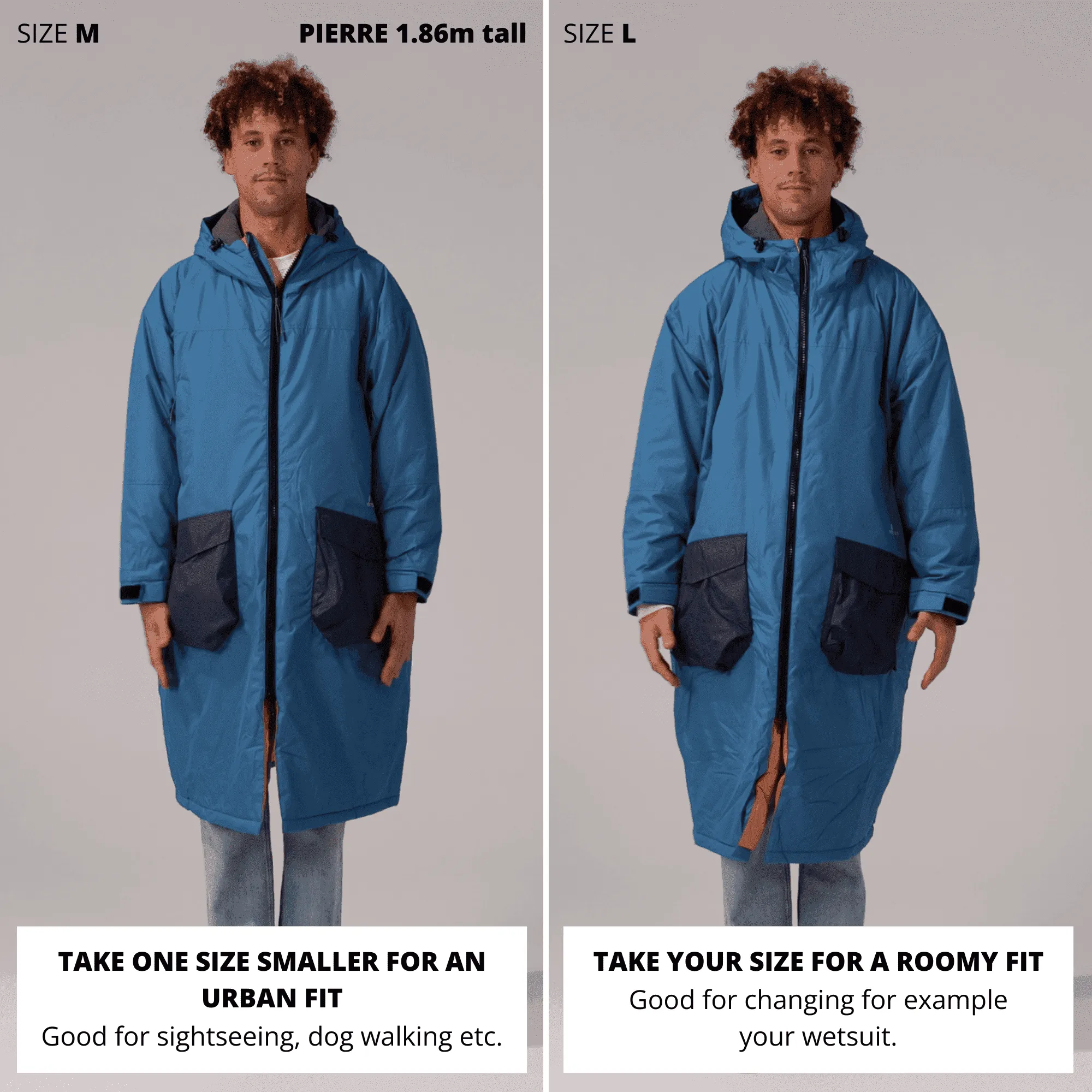 VOITED 2nd Edition Outdoor Changing Robe & Drycoat for Surfing, Camping, Vanlife & Wild Swimming - Blue Steel