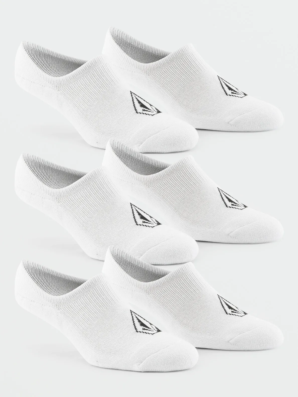 Volcom Mens Stones No Show Sock 3 Pack - White