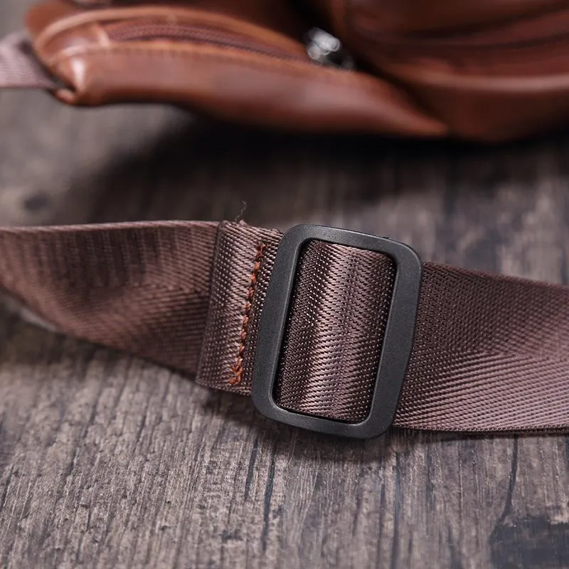 Waist Bag Men Brown Multi-pocket Chest Bag Mobile Phone Bag Outdoor Leisure Sports Shoulder Bag