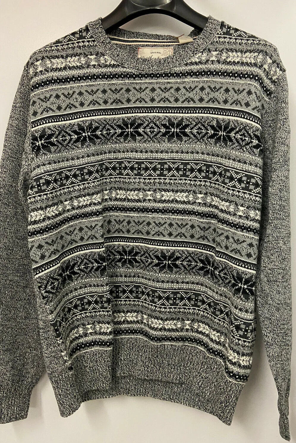 Weatherproof Men pullover Striped Snowflake Cotton