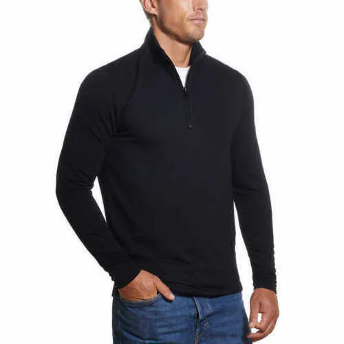 Weatherproof Vintage Men Sweatshirt Quarter Zip-Black
