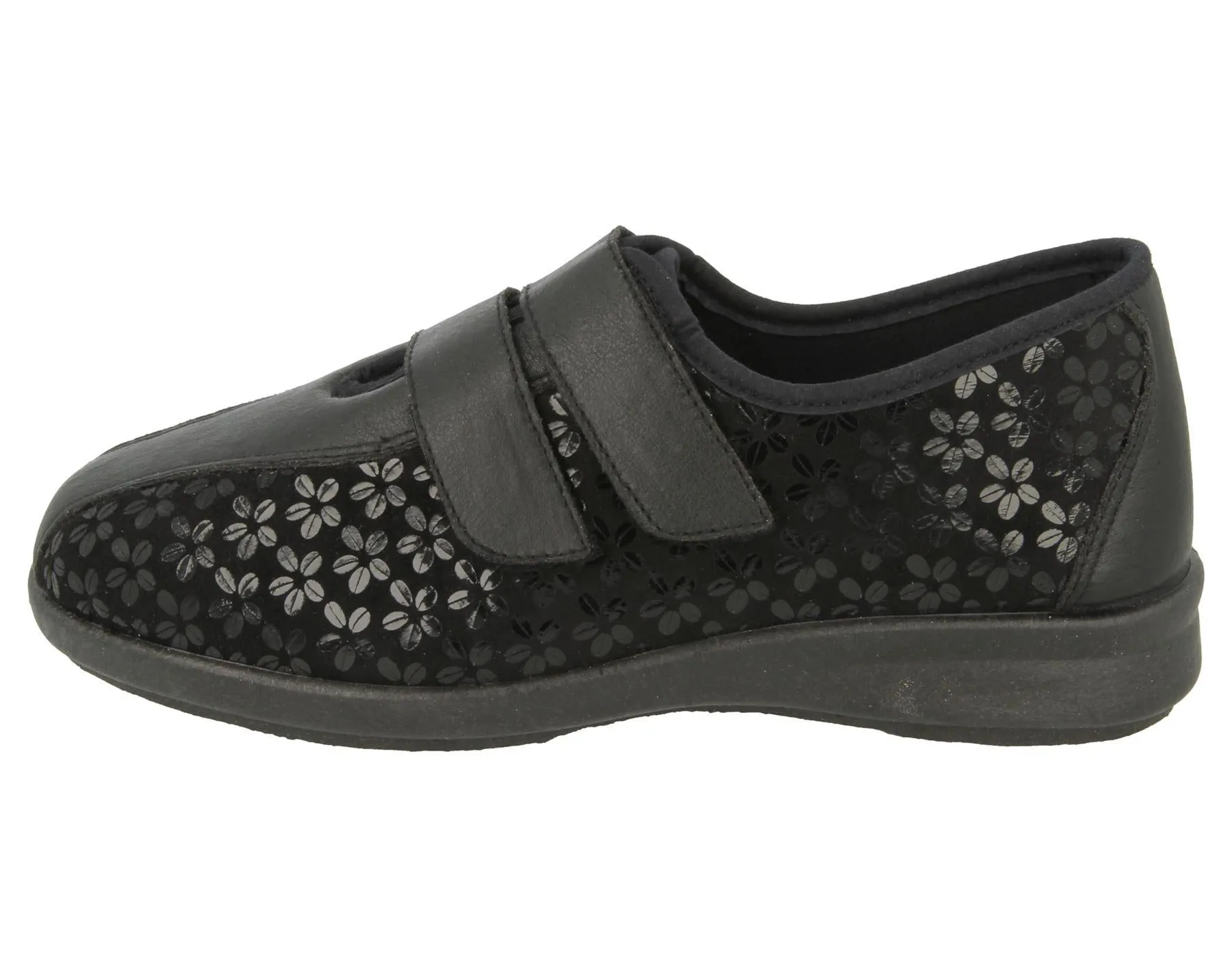 Womens (Azalea) 2V Wide Fit By Db Shoes in Black Stretch