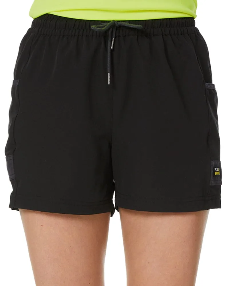 Womens Flex and Move 4-Way Stretch Elastic Waist Short - Black
