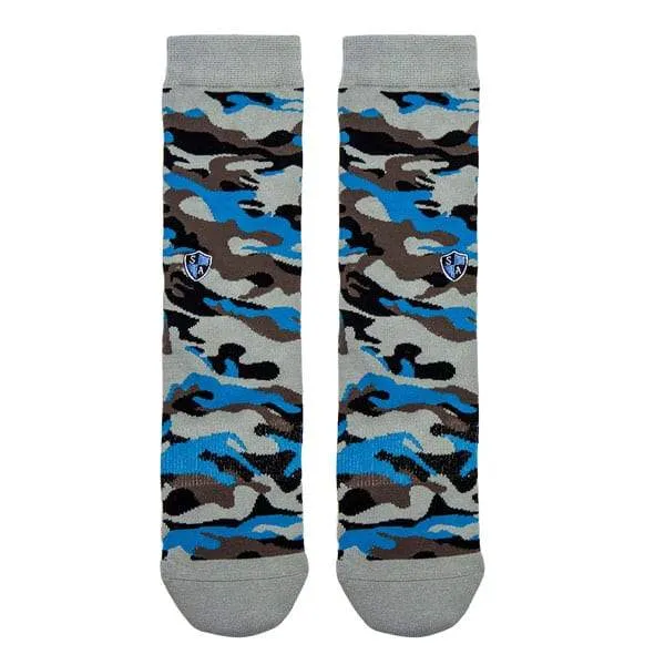 Woven Socks | Crew | Aqua Blackout Military Camo
