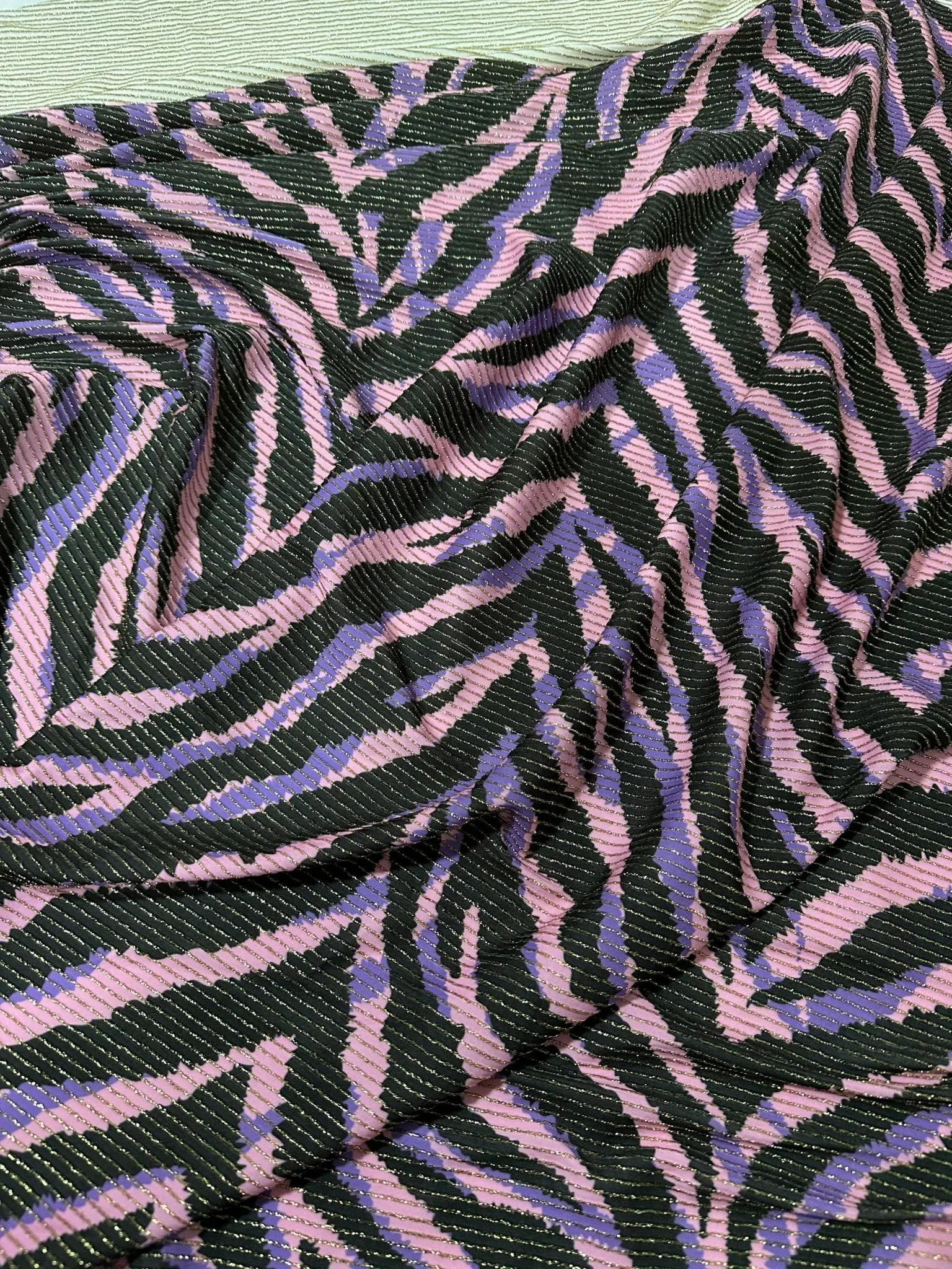 Zebra Pattern Shimmer Ottoman Fabric with 4-Way Stretch