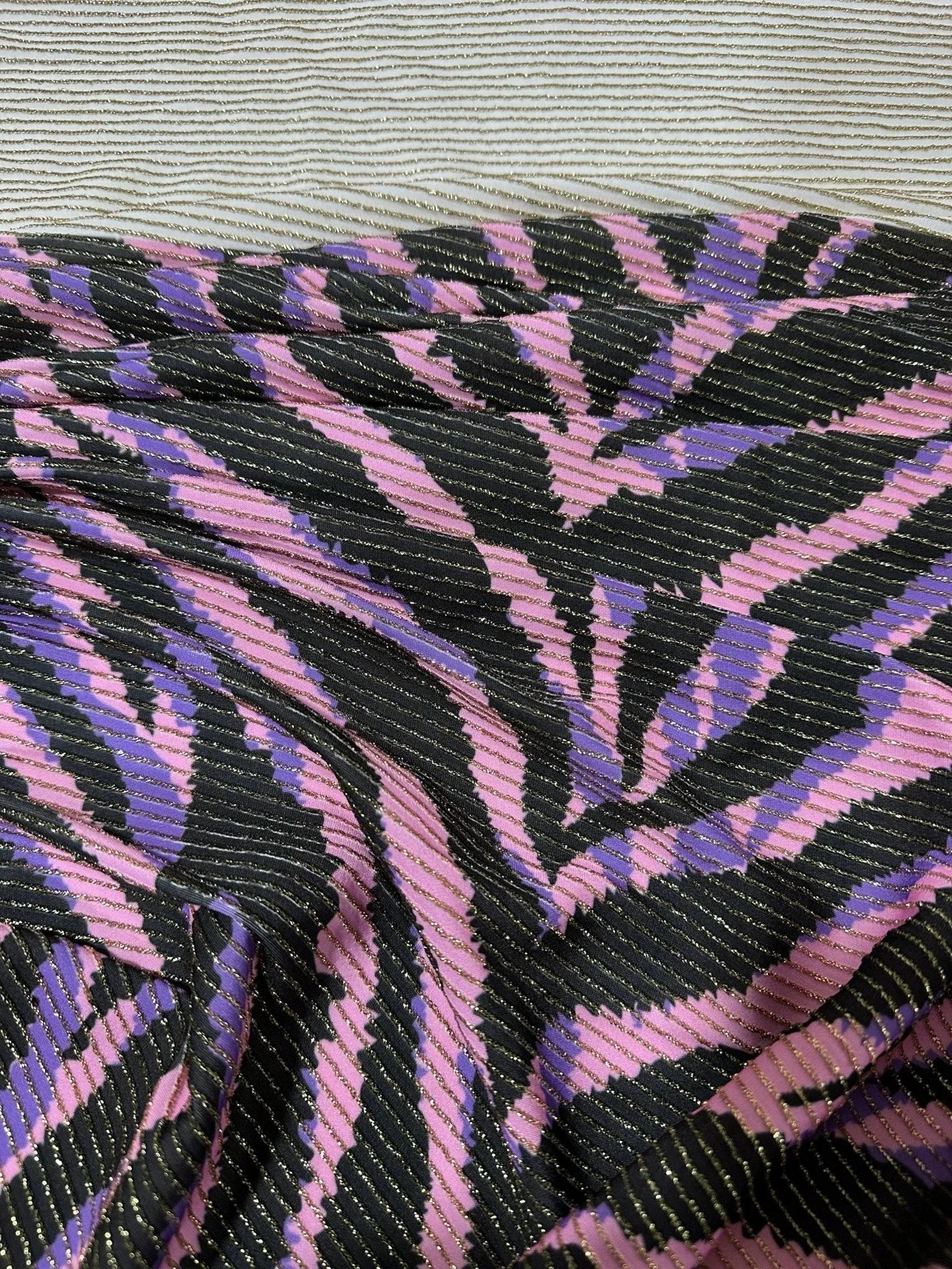 Zebra Pattern Shimmer Ottoman Fabric with 4-Way Stretch