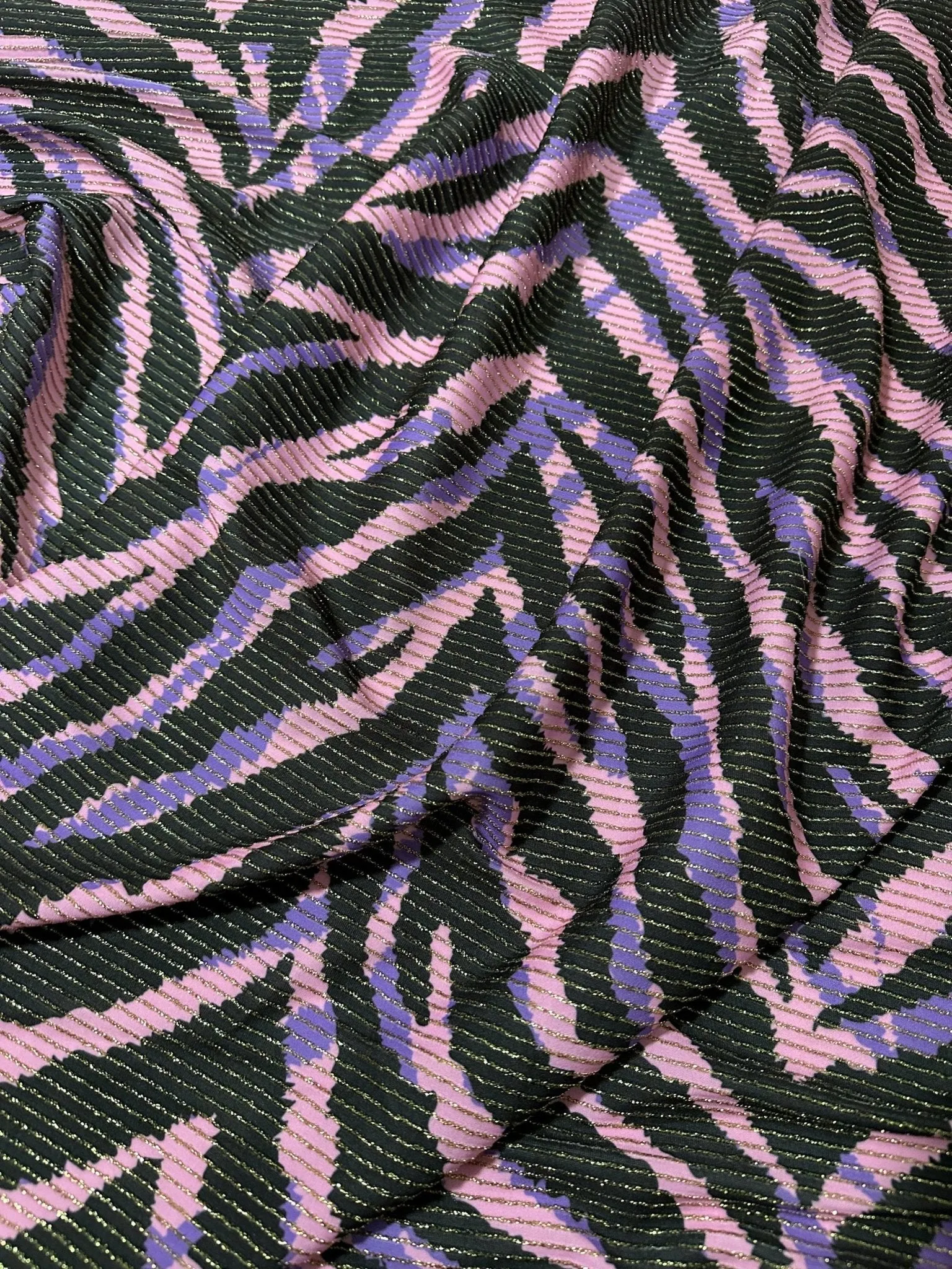 Zebra Pattern Shimmer Ottoman Fabric with 4-Way Stretch